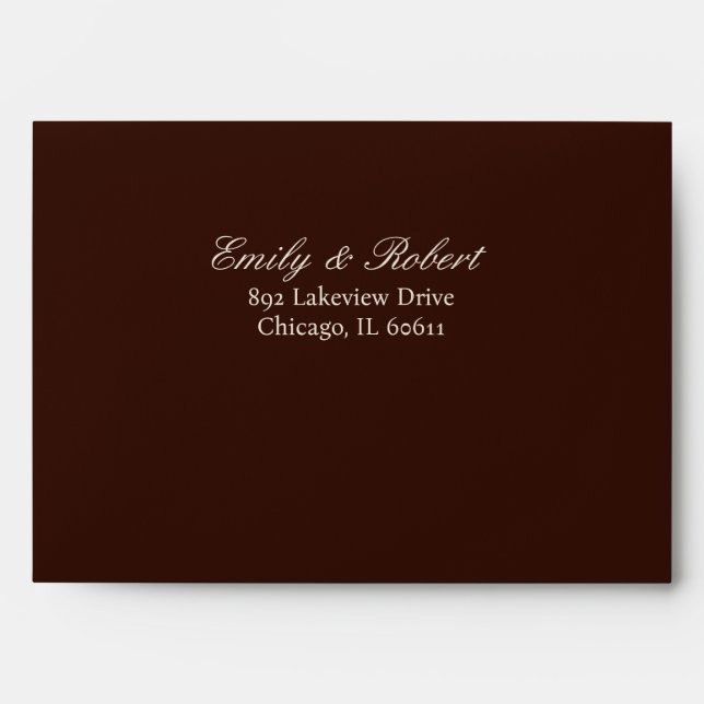 Vintage Dark Chocolate Brown Lace Wedding Envelope (Front)