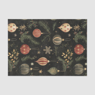 Vintage Dark Christmas Ornaments and Foliage Tissue Paper