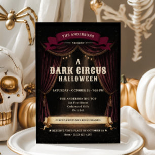 Vintage Dark Circus Halloween Party Invitation