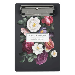 Vintage Dark Floral Personalised Clipboard