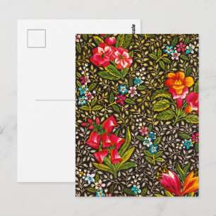 Vintage Dark Floral Toile Botanical Pattern Postcard