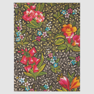 Vintage Dark Floral Toile Botanical Pattern Tissue Paper