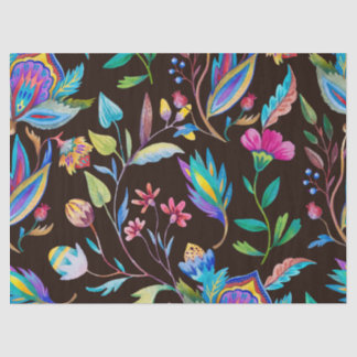 Vintage Dark Flowers Decoupage Tissue Paper