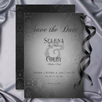 Vintage Dark Gothic Black Damask Wedding