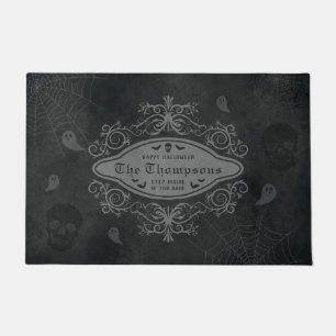 Vintage Dark Gothic Macabre Halloween Family Name Doormat