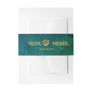 Vintage Dark Green Invitation Belly Band