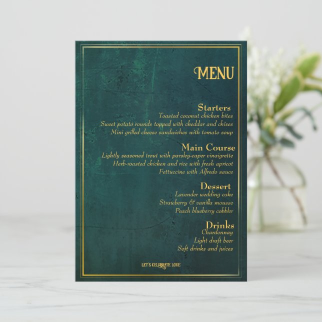 Vintage Dark Green Menu (Standing Front)
