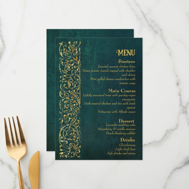 Vintage Dark Green Menu (Front/Back In Situ)