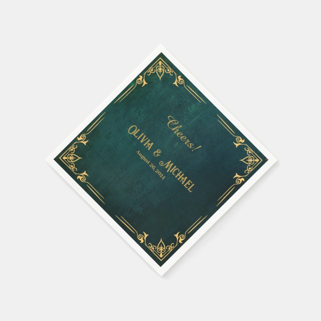 Vintage Dark Green  Napkin (Corner)