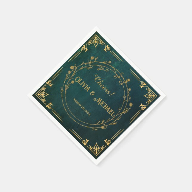 Vintage Dark Green  Napkin (Corner)