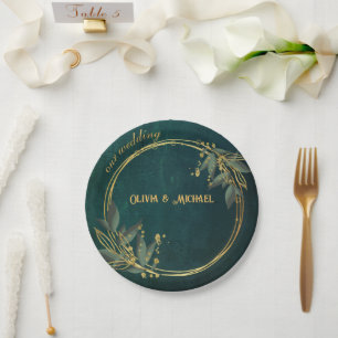 Vintage Dark Green Paper Plate