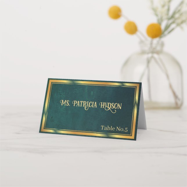 Vintage Dark Green Place Card (Front)