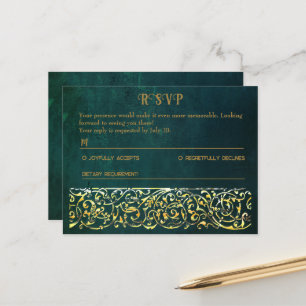 Vintage Dark Green RSVP Card