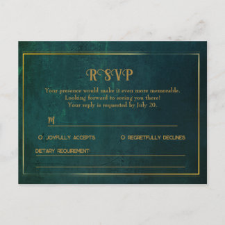 Vintage Dark Green RSVP Card