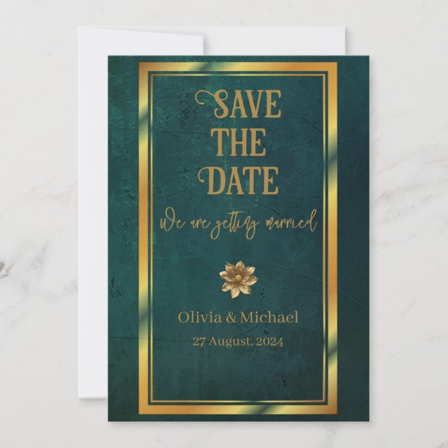 Vintage Dark Green Save The Date (Front)