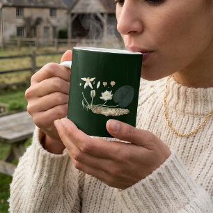 Vintage Dark Green Water Lily Botanical Garden Coffee Mug