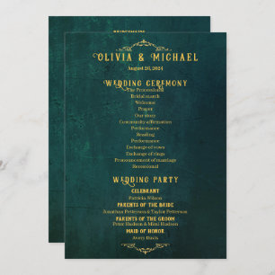 Vintage Dark Green Wedding Program
