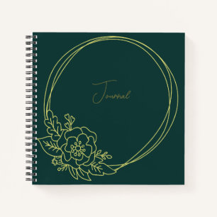 Vintage Dark Green With Floral Botanical Frame Not Notebook