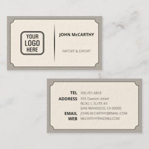 Vintage Dark Grey Logo Cartouche Stripes Pattern Business Card