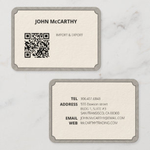 Vintage Dark Grey Logo Cartouche Stripes Pattern Business Card