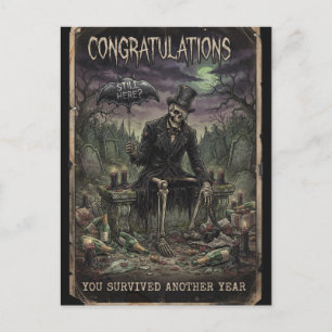 Vintage Dark Humour Skeleton Birthday Design Postcard