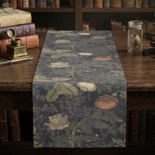 Vintage Dark Moody Floral William Morris Short Table Runner