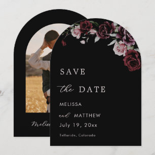 Vintage Dark Moody Roses Wedding Save The Date