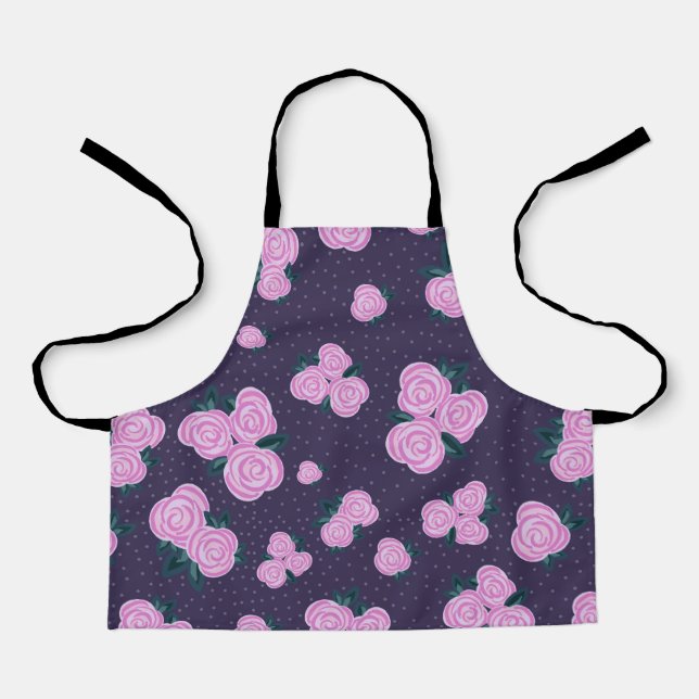 Vintage dark purple florals apron (Front)