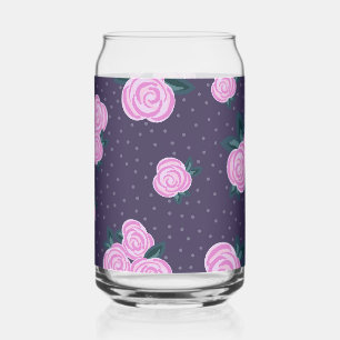 Vintage dark purple florals can glass