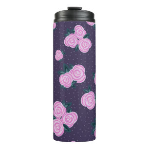 Vintage dark purple florals thermal tumbler