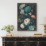 Vintage Dark Teal and White Florals Decoupage Tissue Paper<br><div class="desc">Beautiful dramatic teal and white flower design on a dark moody background.</div>
