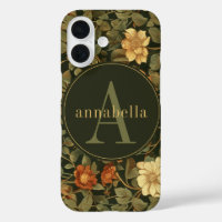 Vintage Dark William Morris Floral Monogram