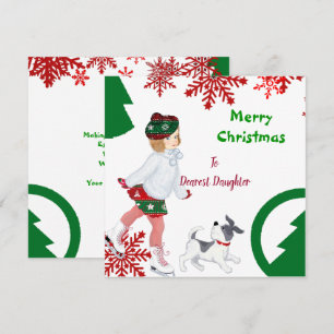 Vintage Daughter Merry Christmas Red Snowflakes