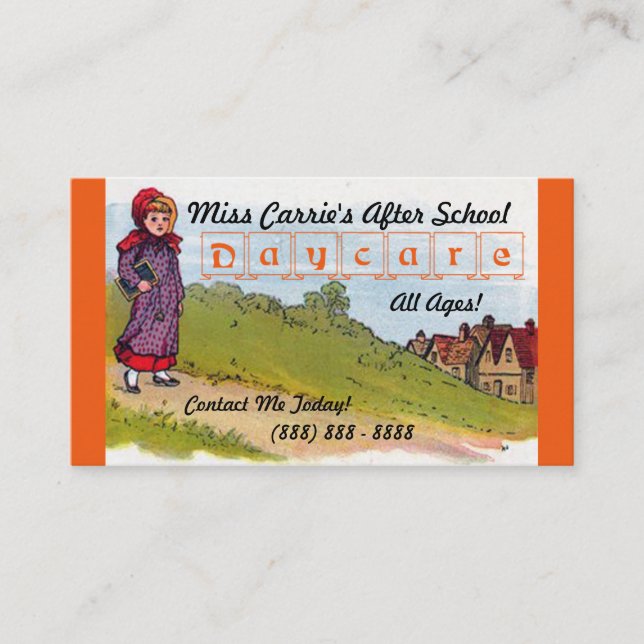 Vintage Daycare After School Business Card (Front)