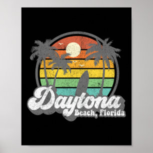 Vintage Daytona Beach Florida Surfing Retro 70's S Poster