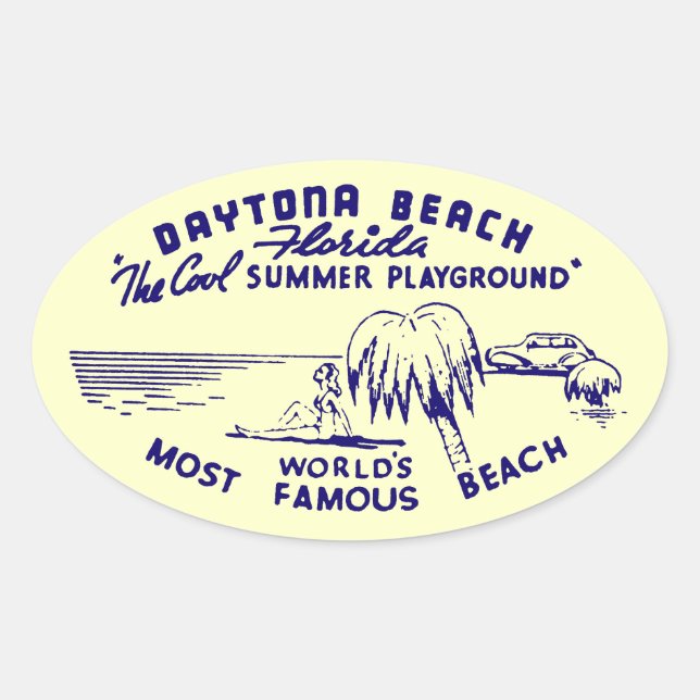 Vintage Daytona Beach Oval Sticker (Front)