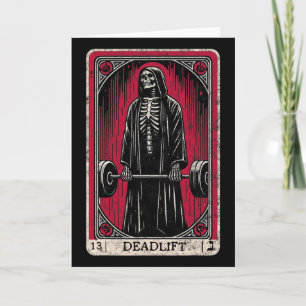 Vintage Deadlift Skeleton Halloween Gym Jokes Weig Card