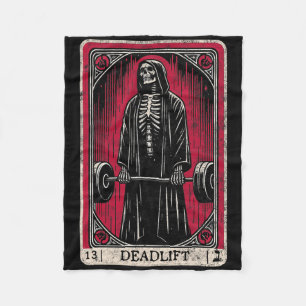 Vintage Deadlift Skeleton Halloween Gym Jokes Weig Fleece Blanket
