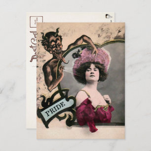 Vintage Deadly Sin Pride Postcard 