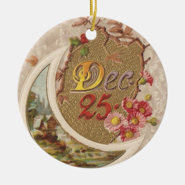 Vintage Dec. 25 Ceramic Ornament (Front)
