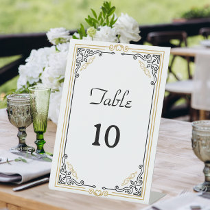 Vintage Deco Art Black Wedding Table Number Pedestal Sign