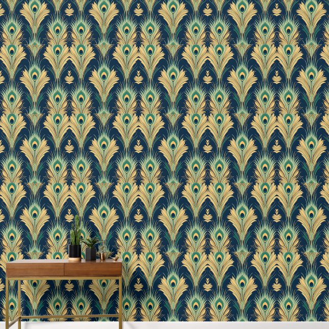 Vintage Deco Feathers Wallpaper – Elegant 1920s  (Hallway)
