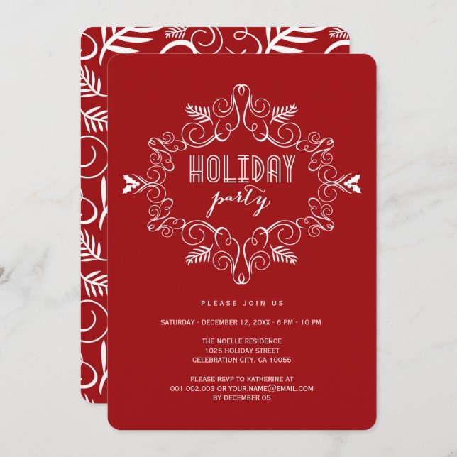 Vintage Deco Frame Classic Holiday Party Invite (Front/Back)