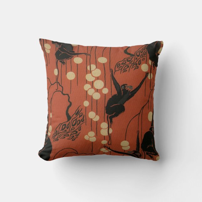 Vintage Deco Moderne Monkeys Cushion (Front)