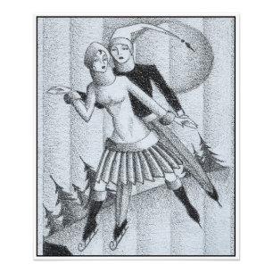 Vintage Deco Partner Ice-skating Photo Print