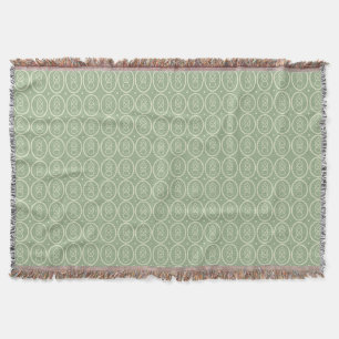 Vintage Deco Style Green Patterned Throw Blanket
