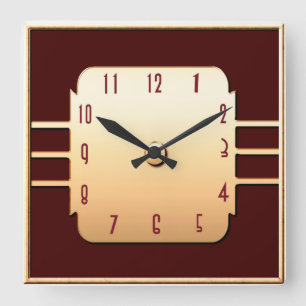 Vintage Deco Style Square Wall Clock