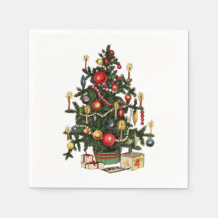Vintage Decorated Christmas Tree  Napkin
