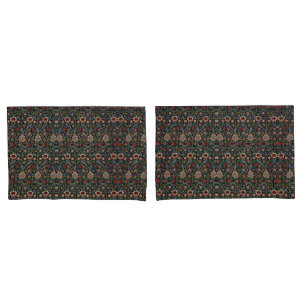 Vintage Decorative Art Floral Pattern Blue Pink Pillowcase
