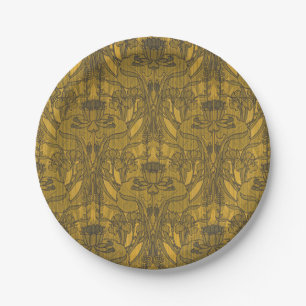 Vintage Decorative Art Nouveau Floral Pattern Paper Plate